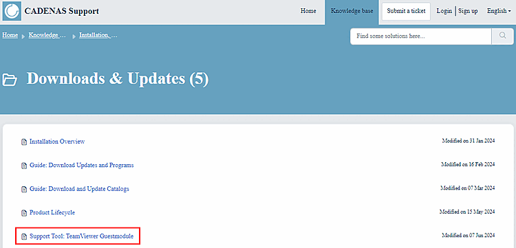 CADENAS Support > Installation, Downloads & Updates
