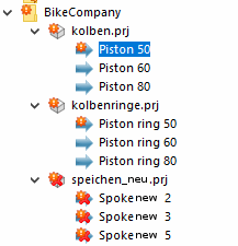Example: entire project changed using "Change target project [Change target project] "