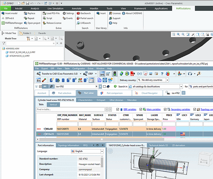 Part from PARTdataManager with "Insert model [Insert model] "