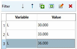 Example: Several lines/values created