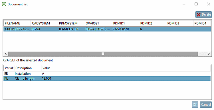 PDM ID information dialog box