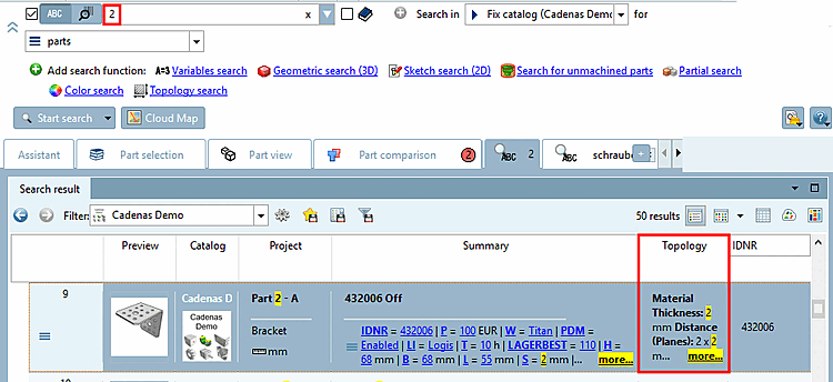 Searching for topological values using a full text search may return many values. To see all values, please click on " more. [more...]..".