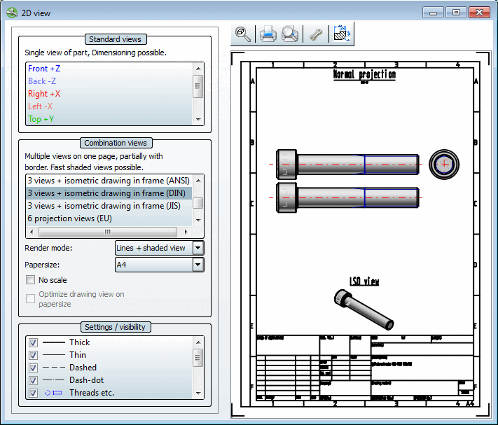 2D view dialog box