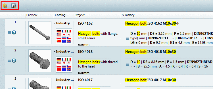 PARTdataManager: Material selection