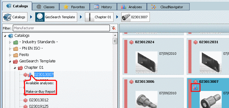 When moving the mouse over the icon, a tooltip with all existing reports is displayed.