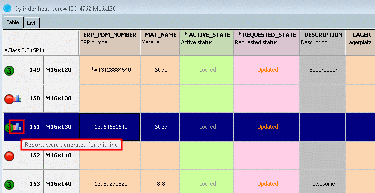 Table with report icon
