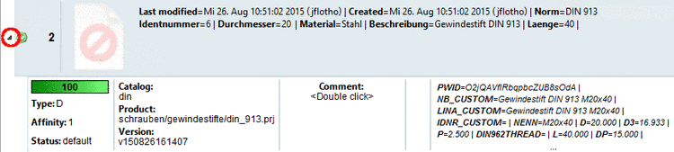 You can recognize products with assignments by the little black arrow at the beginning of lines