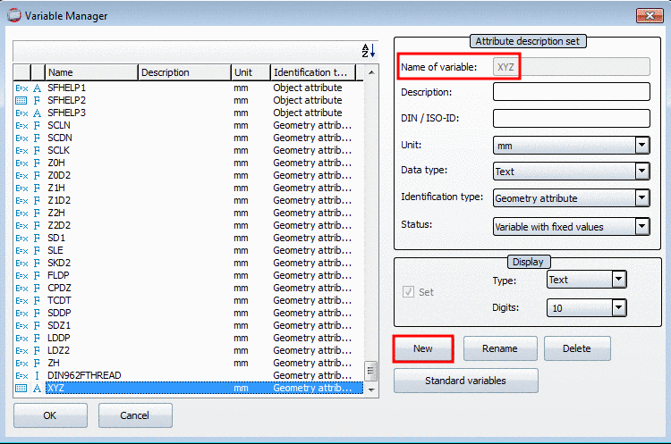 PARTeditor -> Variable Manager