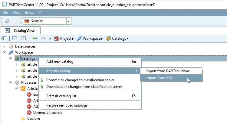 Create catalog from CSV