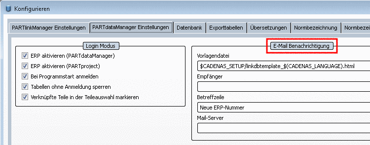 PARTlinkManager: e-mail notification