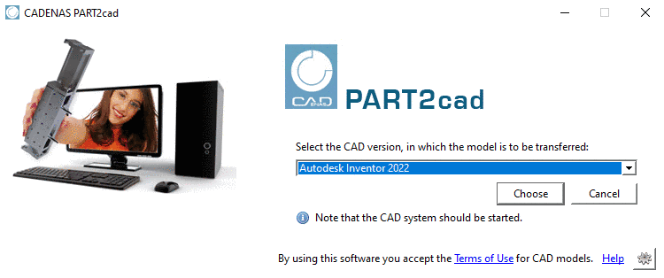 Exemplarily the respective dialog for Autodesk Inventor 2022