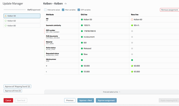 Update Manager: Check the assignment of a row after the update Check