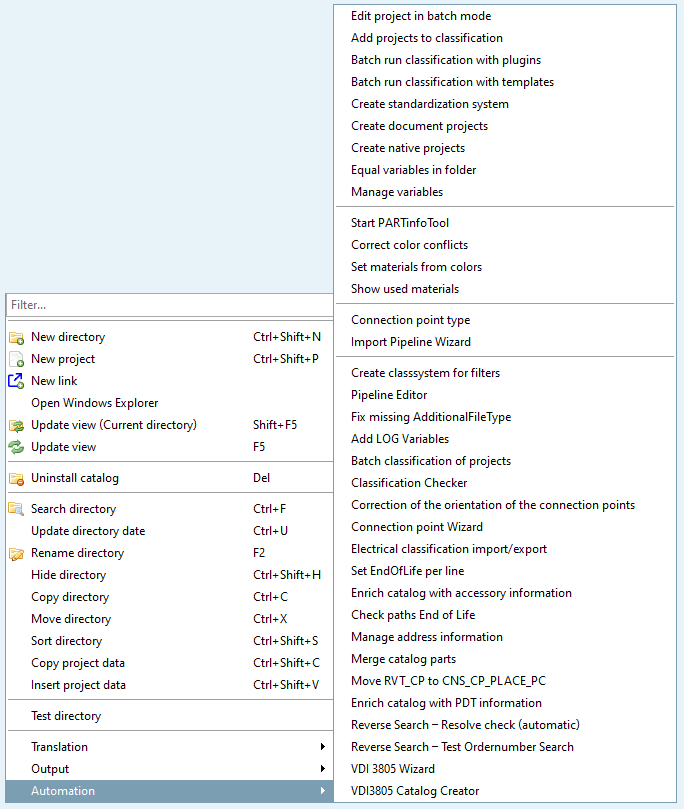 Context menu commands under "Automation [Automation]"
