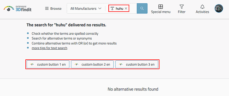 Buttons in the search results area