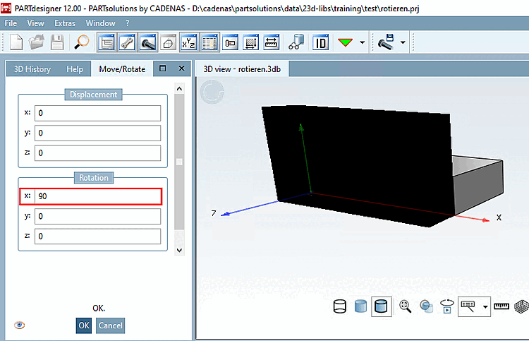 Part with same position within space, but with desired orientation of coordinate system
