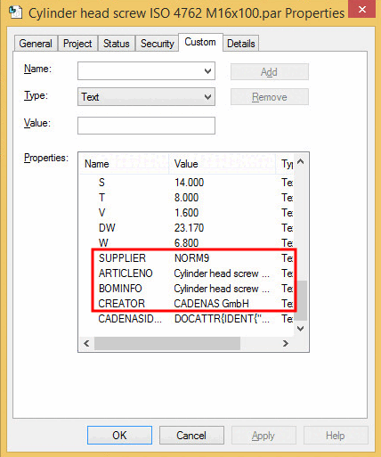 File properties -> tabbed page "User-defined"