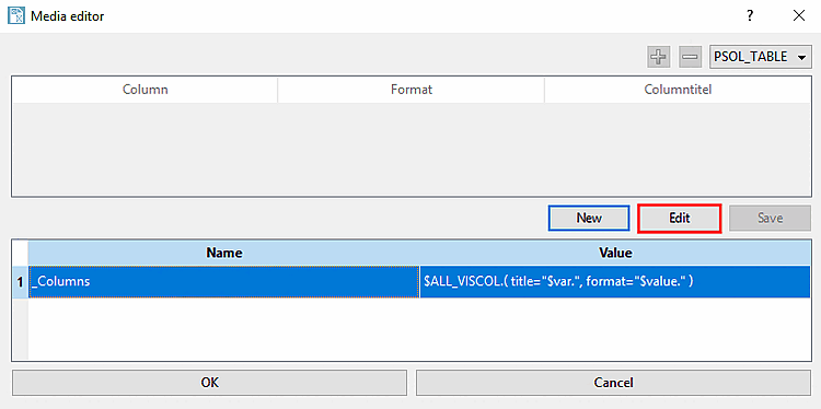 Example using "PSOL_TABLE" selection