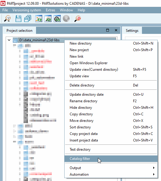The command is only available on the root element, the catalog path.