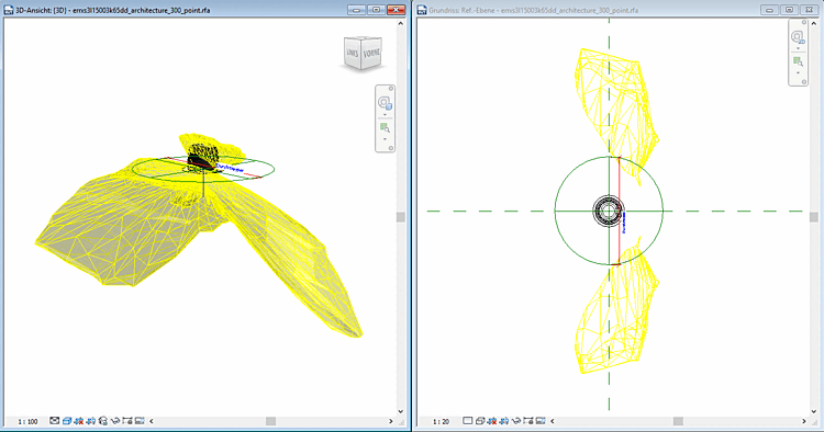 Lighting fixture exported to Revit together with definitions of source of light
