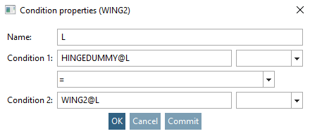 Condition properties window