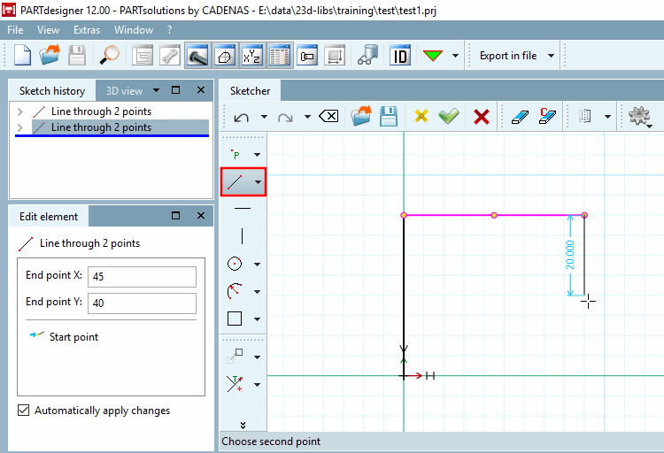 Line through 2 points