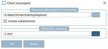 Check out projects - dialog
