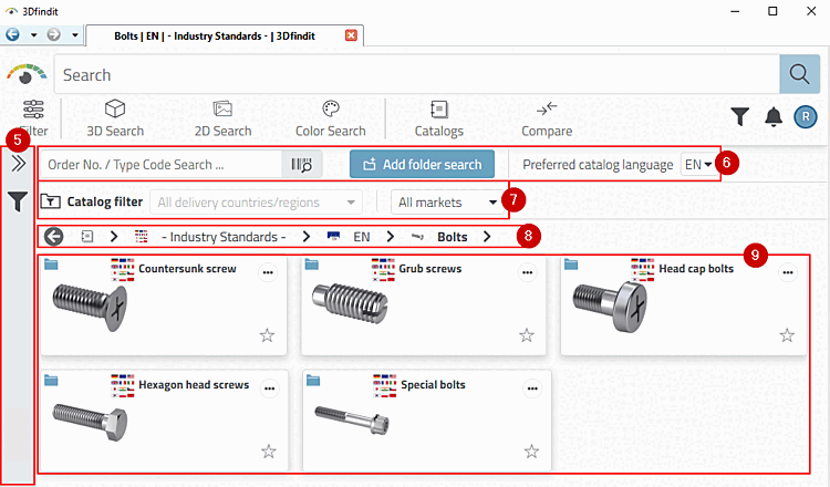 Filters and parts selection