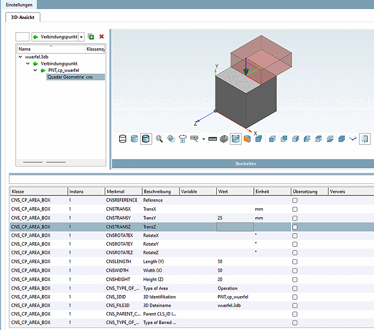 Example: Interference space with translation in the direction of the Y-axis