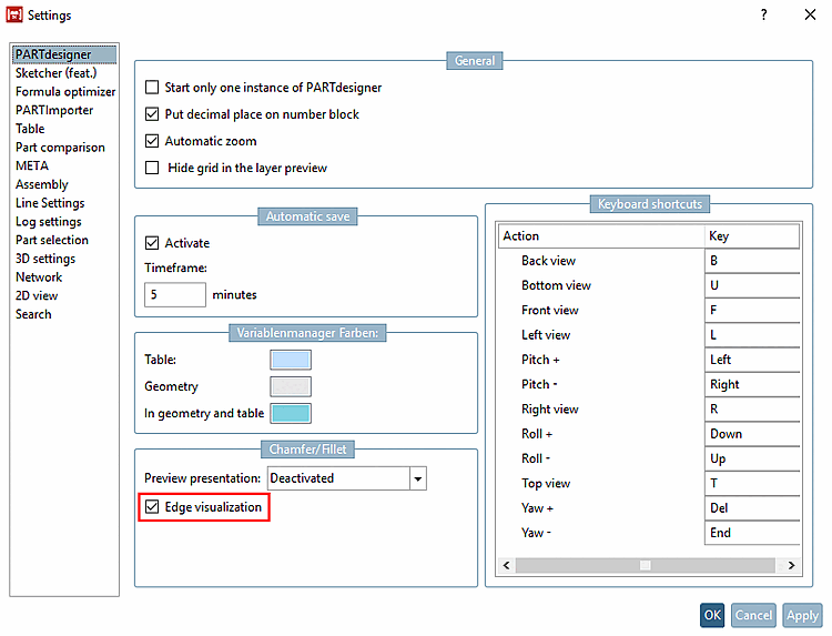activate/deactivate "Edge visualization [Edge visualization] "