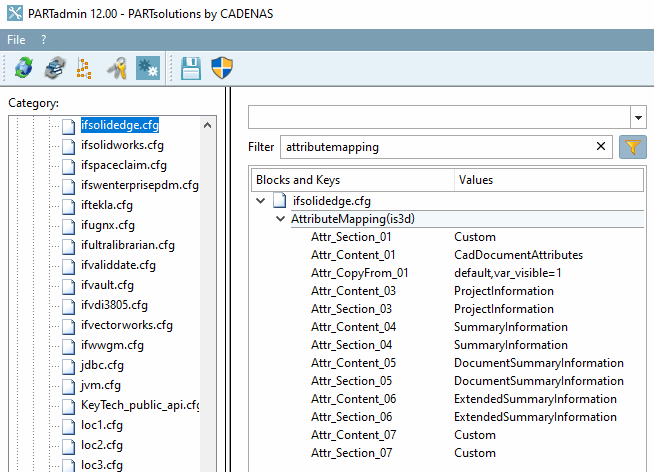 PARTsolutions: tabbed page "AttributeMapping(3D)"