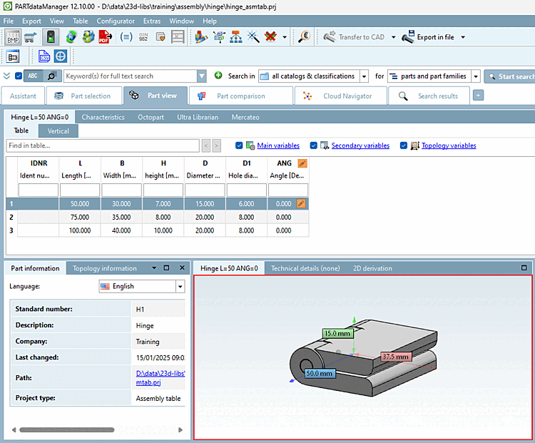 Example of coordinates displayed in the 3D view