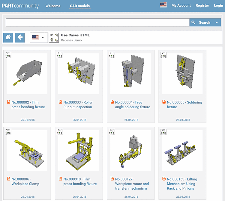 Directory with some projects opened in PARTcommunity (linked)